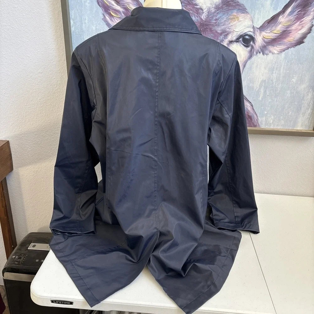 Selene Sport Women's VTG 2X Navy Slicker Raincoat Fully Lined Long Sleeve Jacket